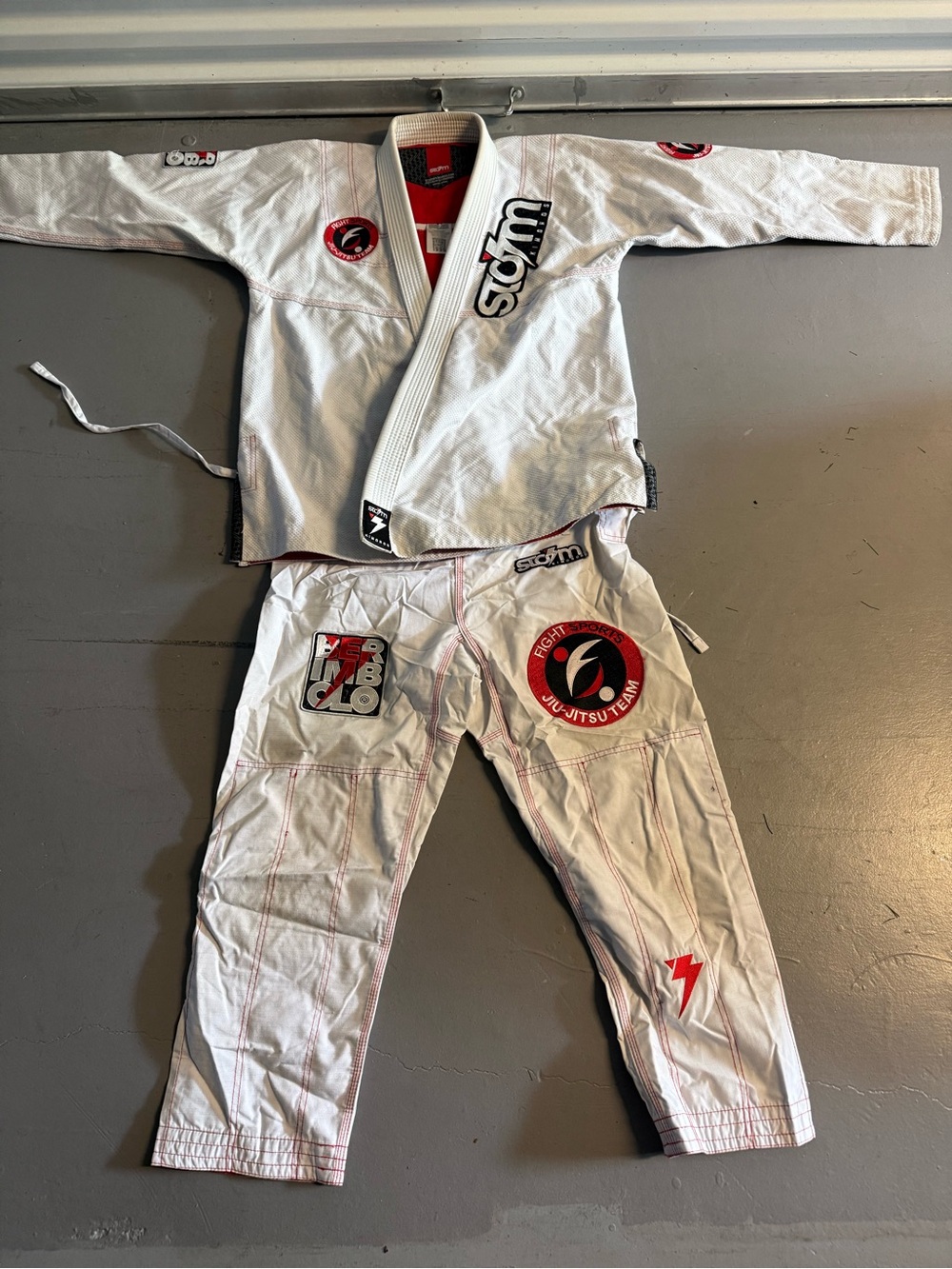 Storm White BJJ Gi with Red Accents fight sports cyborg BJJ A2